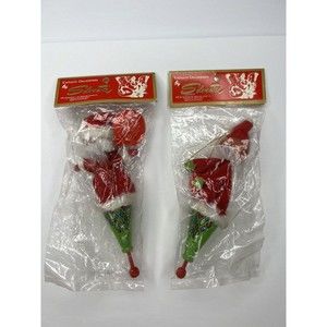 Vintage Silvestri Ornaments Pair Of Santa And Jack Wooden Pop Up Ornaments